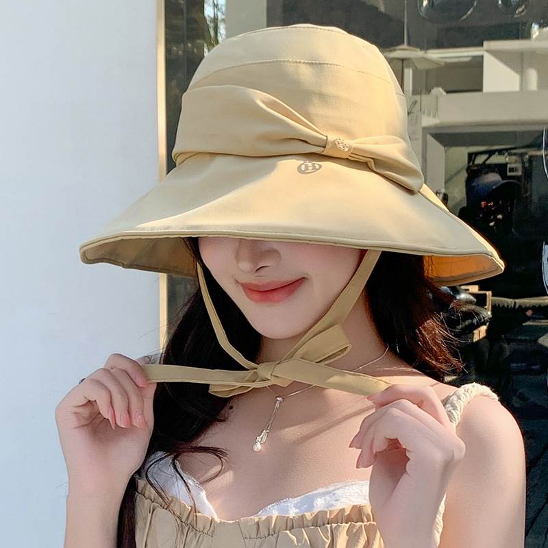大檐渔夫帽子女夏新款海边女士防晒帽韩版洋气百搭显脸小遮阳帽潮