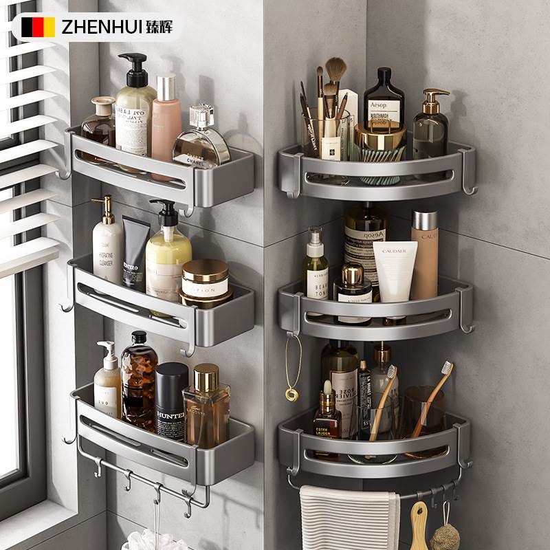 免打孔卫生间三角置物架壁挂式浴室厕所洗漱台淋浴转角收纳架子