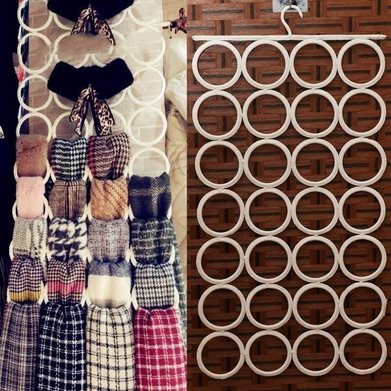 。多功能挂围巾架家用收纳神器领带丝巾架子皮带丝袜挂架圈圈环衣