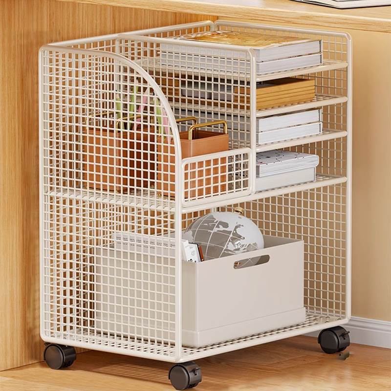 桌下书架落地置物架可移动带轮书桌旁放书本收纳架简易办公室书柜