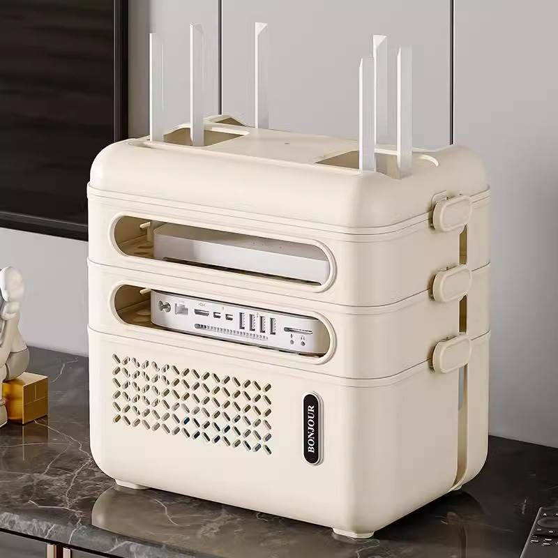 wifi路由器盒子收纳盒放置架电视机顶盒置物架排插座隐藏收纳神器