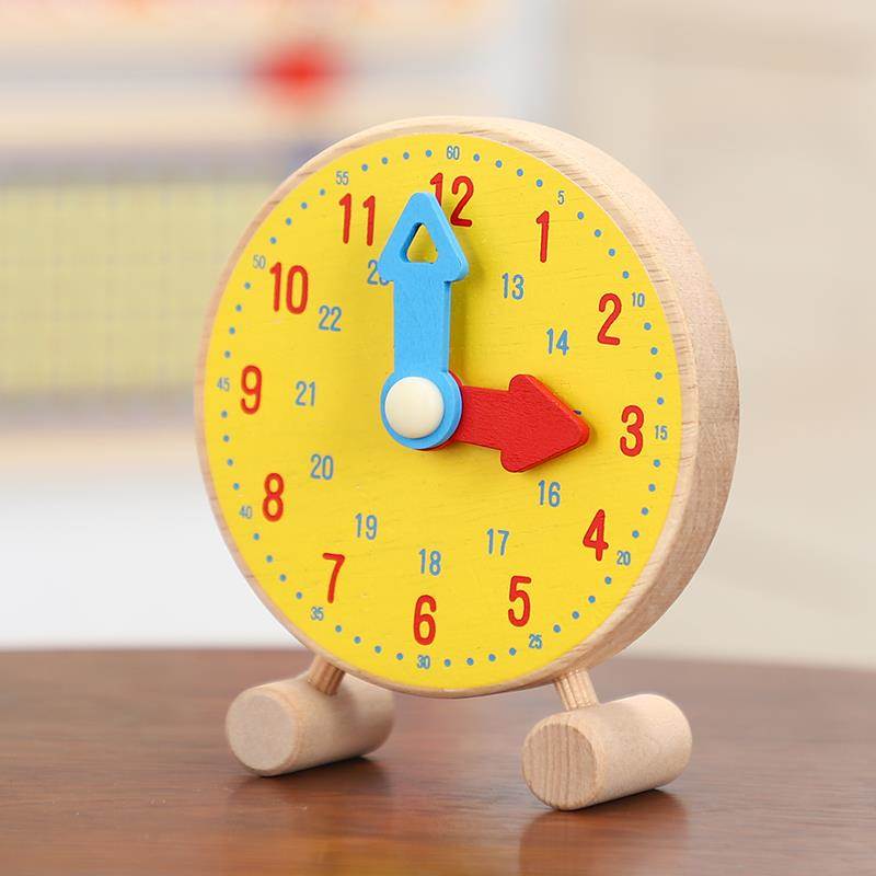益智玩具智力开发动手能力认识时间教具钟表模型数学模具木质时钟