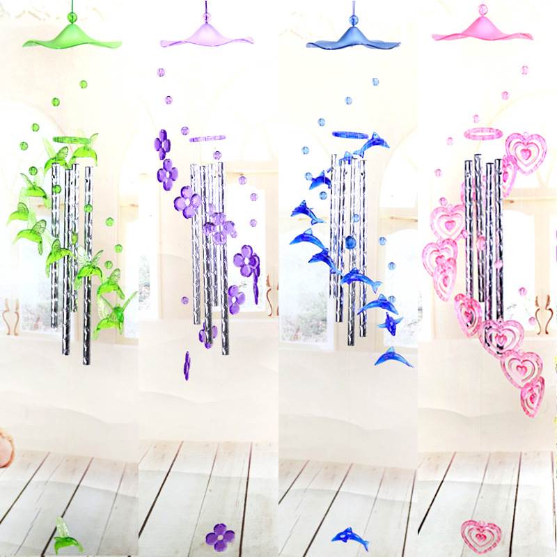 新款 精美仿水晶小蜂鸟小风铃铝管创意家居儿童房装饰个性房间装