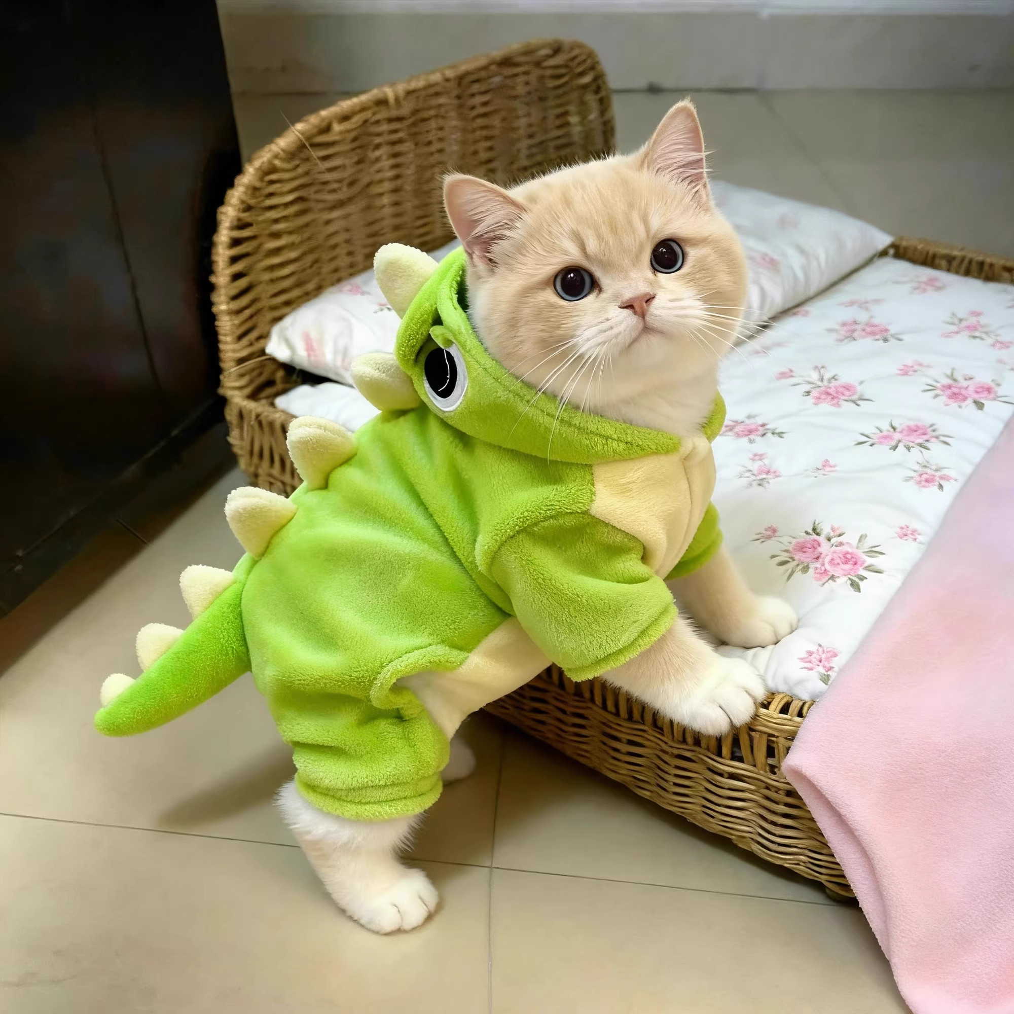猫咪衣服秋冬款加绒保暖可爱小恐龙变身装狗狗泰迪比熊博美宠物