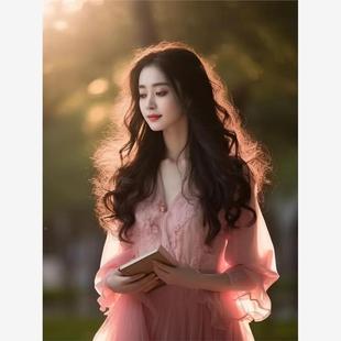 夏日多巴胺穿搭女装粉色超仙女森系长裙在逃公主洋气雪纺连衣裙子