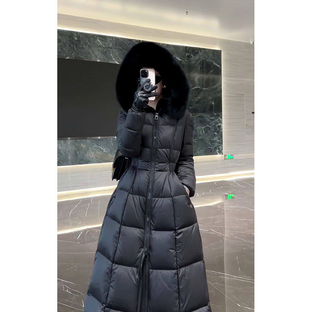 冬季新款连帽羽绒棉服女中长款过膝加厚收腰显瘦外套