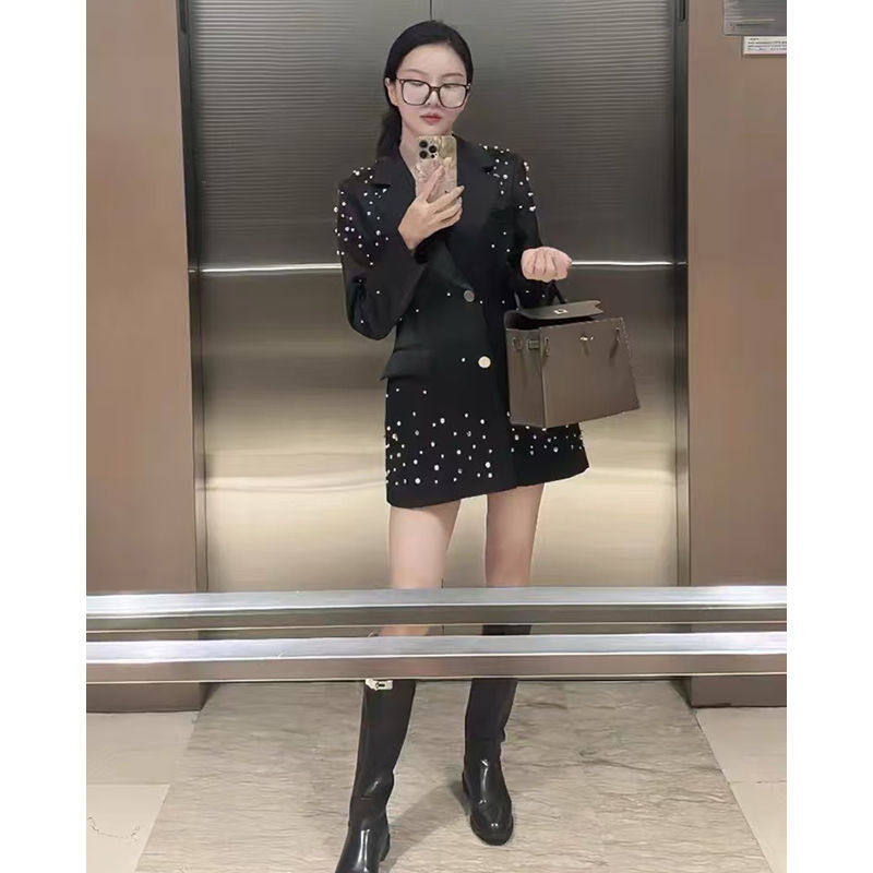 法式小香风重工钉珠西装外套女高级感气质轻奢小个子收腰显瘦西服