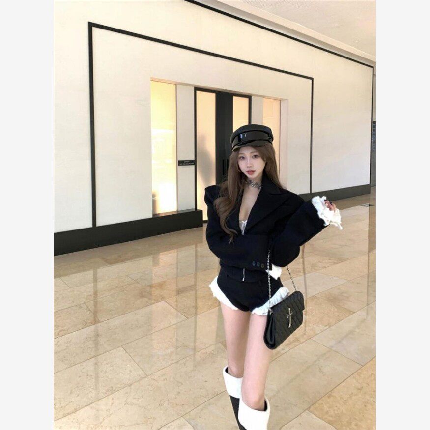 富家千金辣妹收腰毛呢大