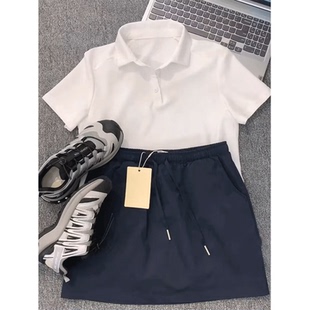夏装搭配一整套韩系学院风白色短袖半身裙休闲减龄运动两件套装女