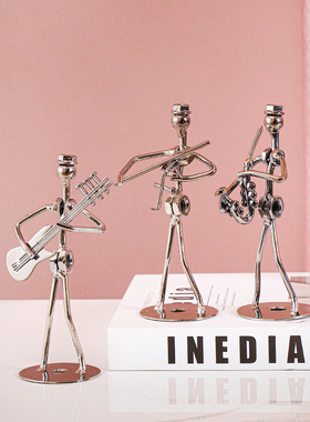 乐队小铁人金属工艺品铁艺人偶模型家居客厅玄关酒柜家居装饰摆件