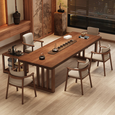 实木茶桌椅组合新中式禅意家用大板桌子现代简约办公室茶室泡茶台