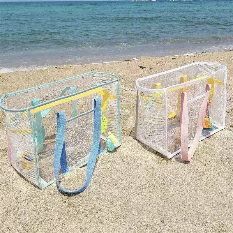 大容量沙滩包防水收纳袋游泳浴室洗澡手提洗漱旅行果冻pvc海边包