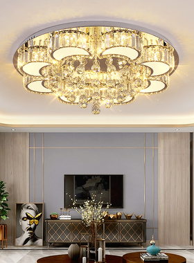 水晶客厅灯简约现代北欧时尚轻奢卧室灯具高档大气家用led吸顶灯