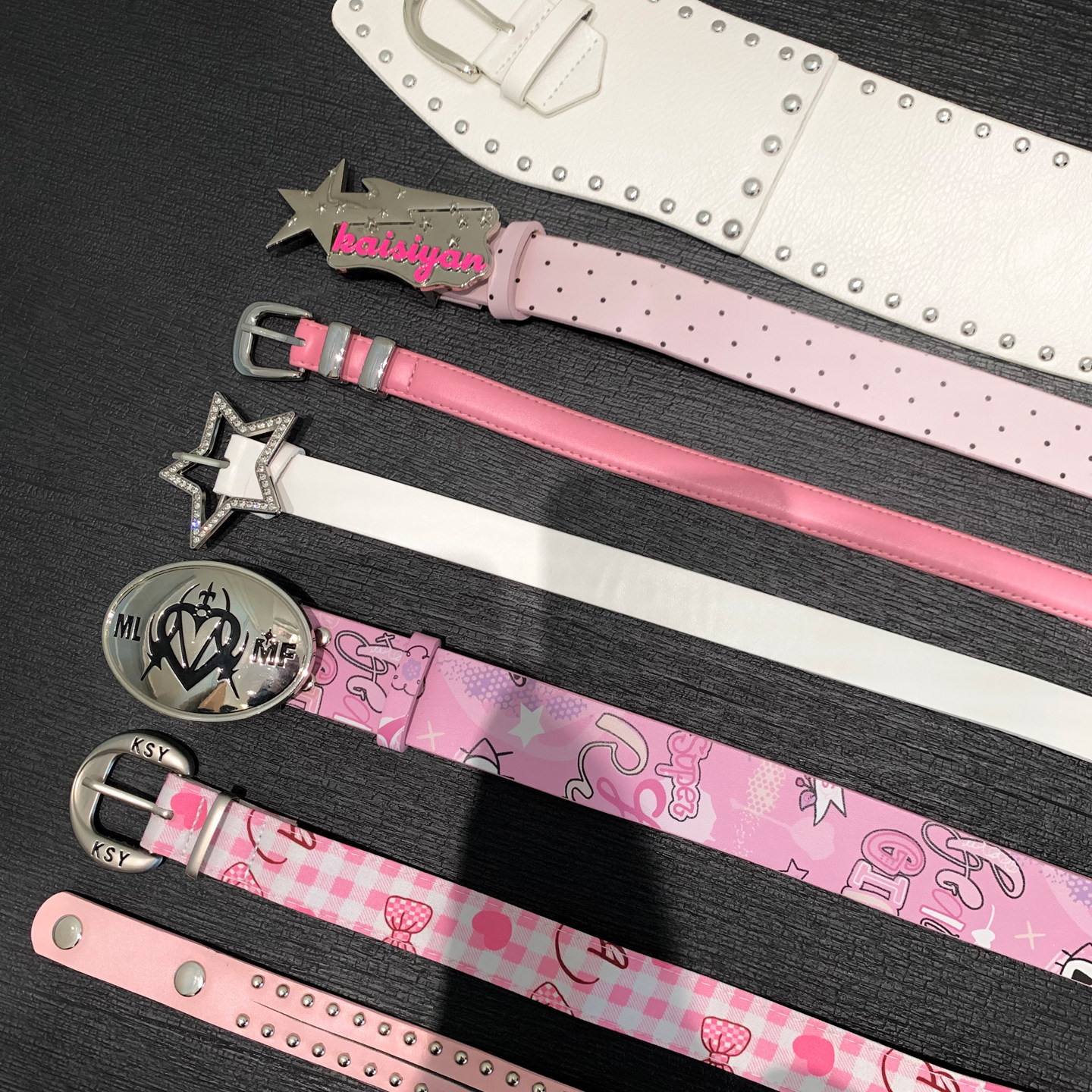 粉色系丨甜美y2k铆钉腰带小众设计金属扣皮带配裙子牛仔裤配饰潮