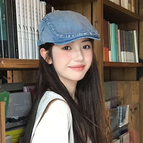 经典永留存！日系复古牛仔前进帽子女休闲百搭鸭舌画家帽显脸小潮