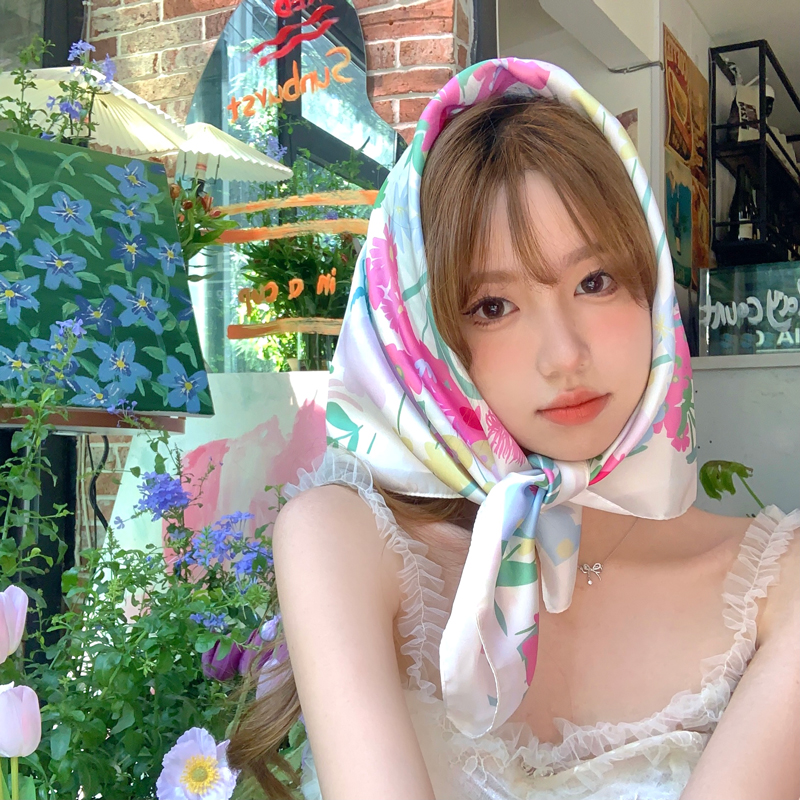 爱丽丝花园 包头防晒法式小方巾丝巾女夏季海边度假沙漠头巾发带