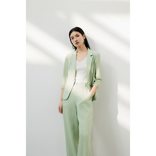 歌锦高智感通勤亚麻薄款西装外套女显瘦气质百搭高级时尚新潮款式