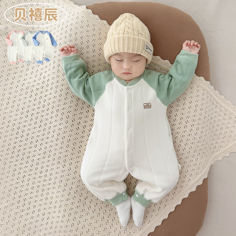 婴幼儿夹棉保暖连体衣宝宝冬装