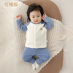 婴儿衣服小月龄宝宝冬装分体保暖套装加厚加绒夹棉衣棉服一岁外穿