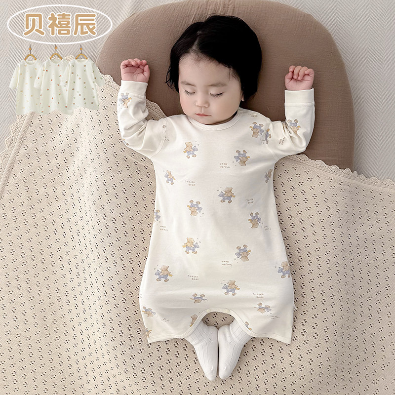 男女宝宝睡袋春秋纯棉婴儿长袖睡衣6个月家居服0-1岁婴幼儿连体衣