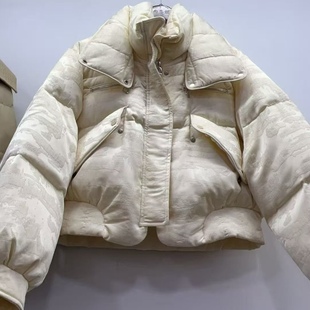 百搭宽松复古暗花纹短款 欧货时尚 羽绒服女 新款 欧洲站2025冬季