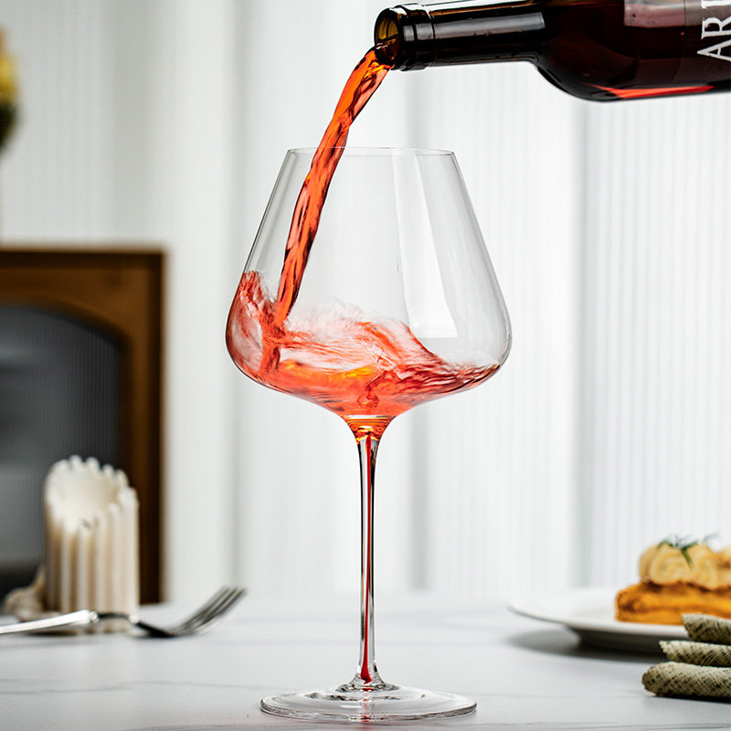 德国勃艮第轻奢高脚红酒杯高端红杆手工大号波尔多葡萄酒杯礼盒装