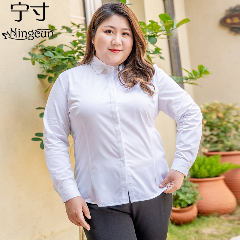 宁寸大码长衬衫mm方领职业