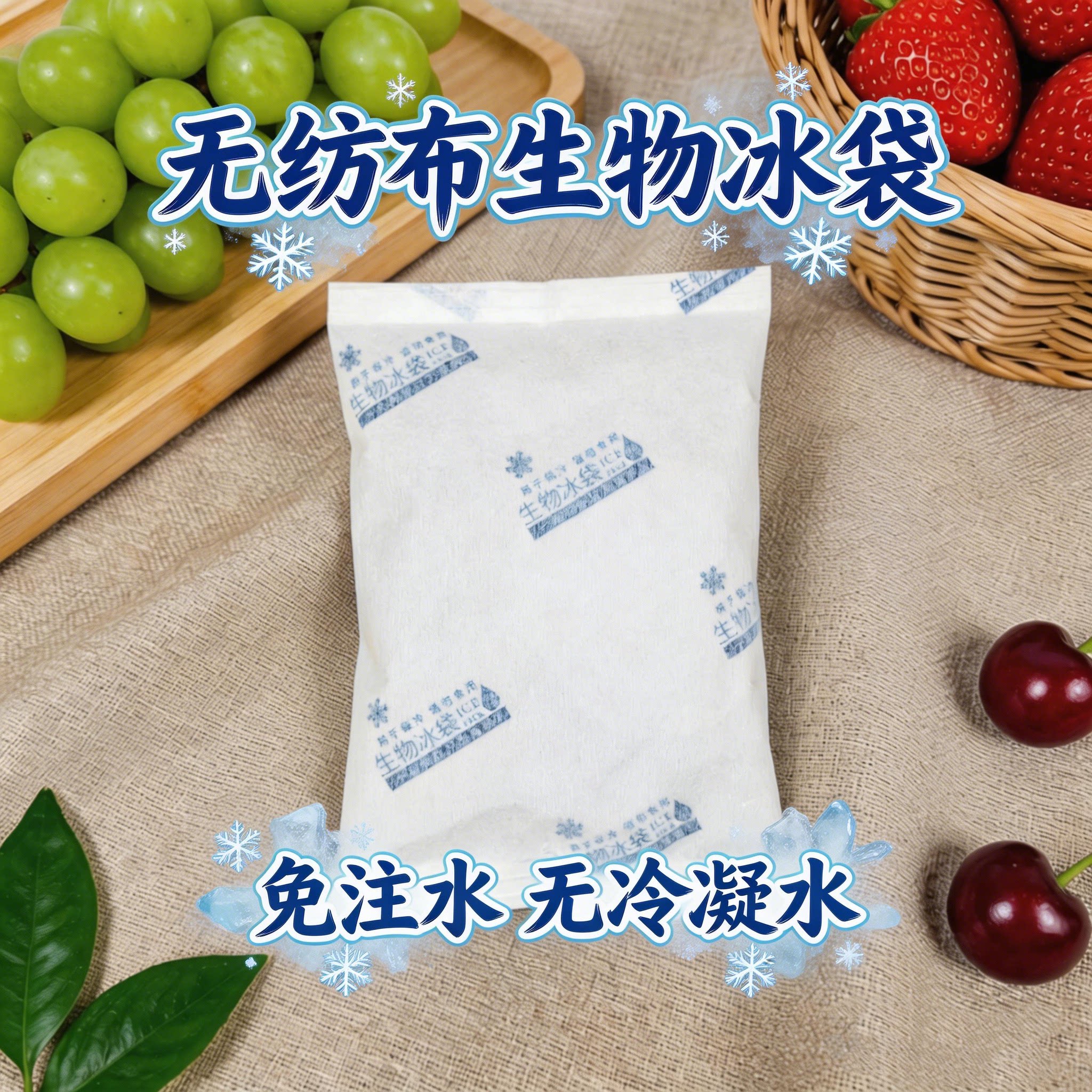 无纺布防冷凝水生物冰袋无需注水反复使用蛋糕保鲜快递户外露营