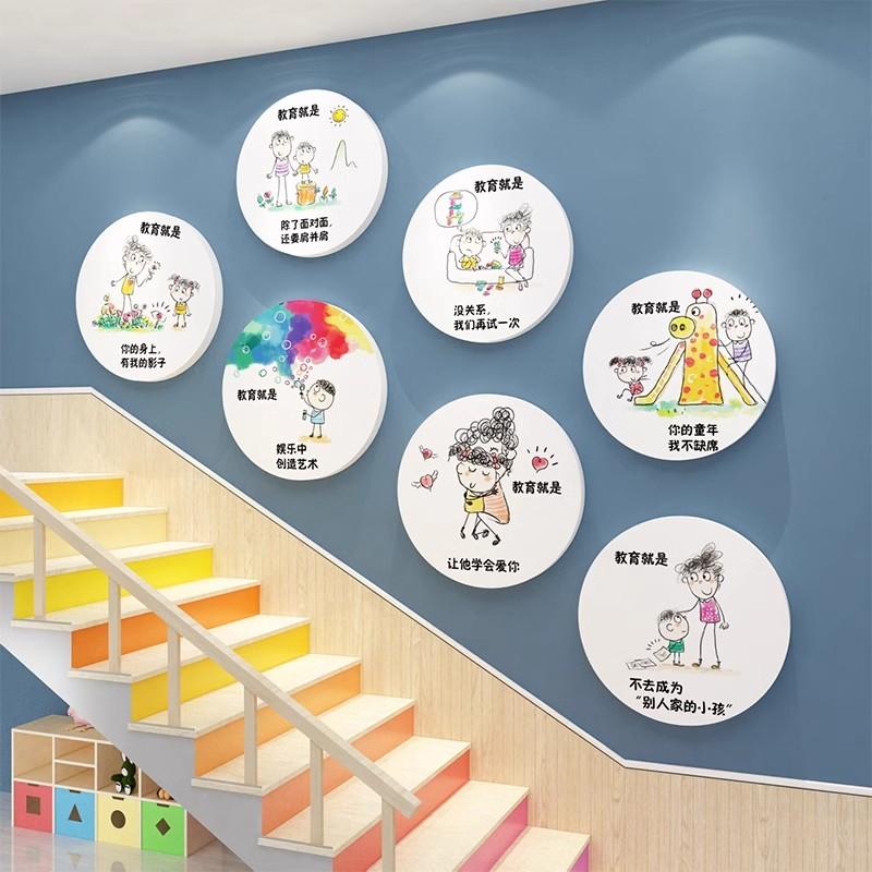 幼儿园楼梯墙面装饰环创主题墙成品环境材料建设教育托管班文化墙