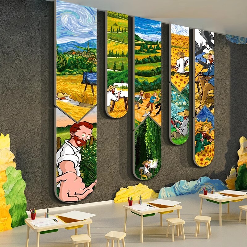 梵高向日葵美术教室班级布置装饰画展幼儿园环创主题成品文化墙面