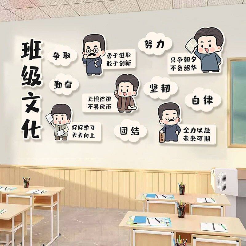 初中小学班级文化背景墙宣传海报墙贴教室黑板报文化墙装饰画壁画