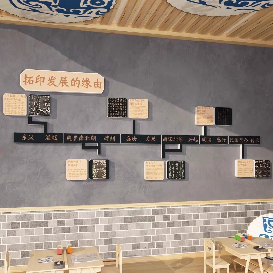 幼儿园非遗环创区材料教室墙面装饰主题半成品文化走廊境布置拓印