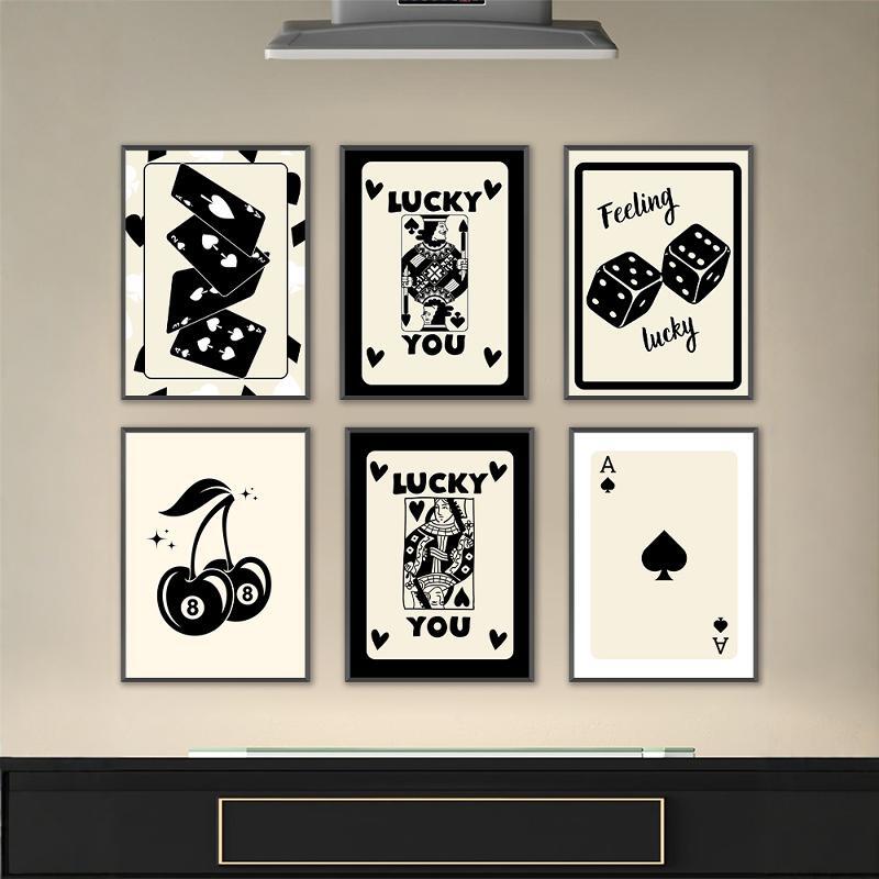 棋牌室装饰画台球厅赌场麻将馆娱乐会所包厢墙壁画德州扑克牌挂画