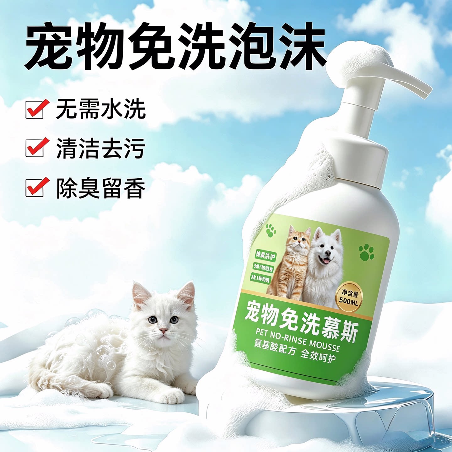 宠物免洗慕斯狗狗沐浴露比熊泰迪小型犬通用宠物清洁泡沫洗狗神器