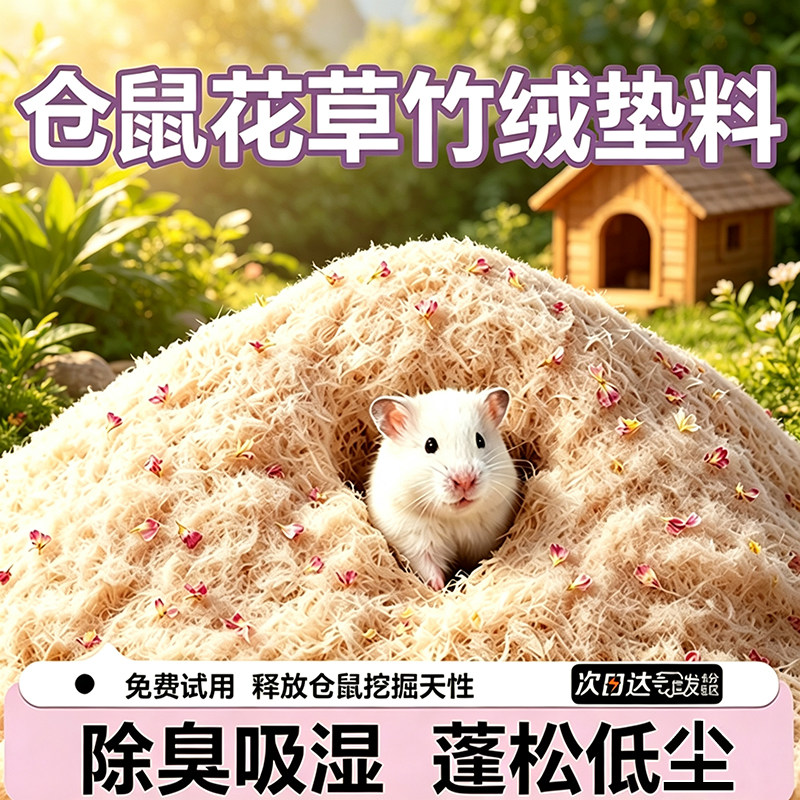 竹绒仓鼠垫料木屑金丝熊芦丁鸡夏天垫料仓鼠用品小宠专用柔软透气
