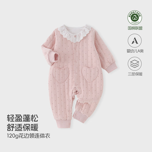 女宝宝秋冬新款120g夹棉保暖棉服