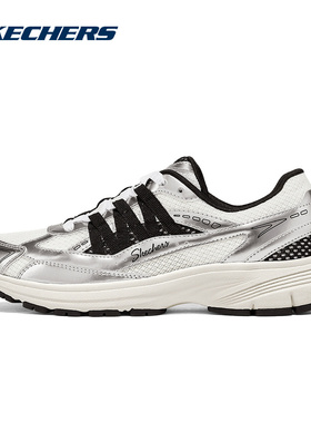 Skechers斯凯奇女银色休闲运动鞋百搭网布厚底老爹鞋 159306/SLBL