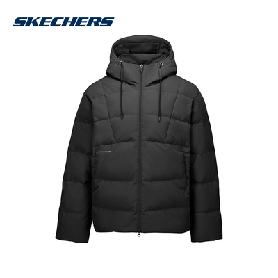 Skechers斯凯奇防泼水防风连帽羽绒服男冬装外套 L425M012/03B6