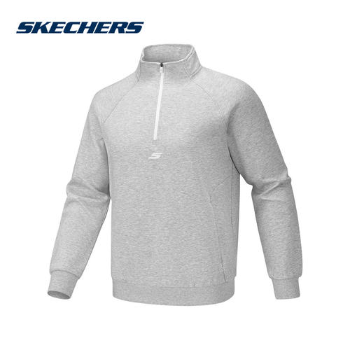 Skechers斯凯奇新款男子秋冬季抗静电针织半开胸套头卫衣P326M054