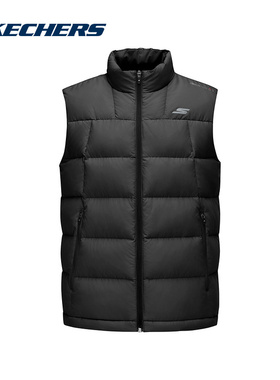 斯凯奇男士马甲秋冬款时尚休闲保暖梭织羽绒背心 P425M013/0018