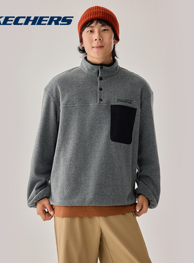 Skechers斯凯奇男士秋冬款半开胸摇粒绒外套保暖运动卫衣P425M190
