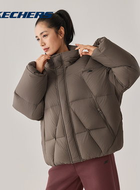 Skechers斯凯奇男女短羽绒服外套舒适时尚保暖上衣 P425U031-00YF