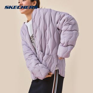 Skechers斯凯奇轻薄短款羽绒服男女款防风保暖落肩外套 L425U006
