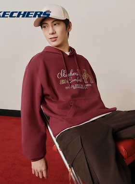 Skechers斯凯奇卫衣26秋冬男女复古百搭连帽套头衫 L126U006/02WW