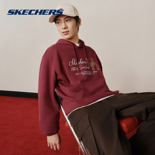 Skechers斯凯奇卫衣26秋冬男女复古百搭连帽套头衫 L126U006/02WW