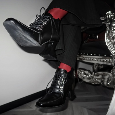 现货 夜宴回响哥特原创暗黑吸血鬼短靴lolita原创酒杯跟方头