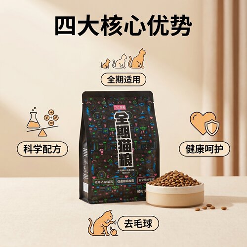 秀逗全阶段通用除毛球猫粮