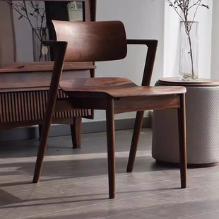 北美白蜡木川上椅榫卯结构全实木餐椅靠背椅子家用休闲扶手椅