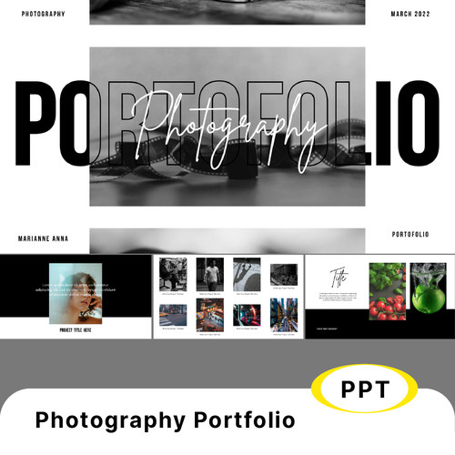 极简黑白摄影师PortfolioPPT模