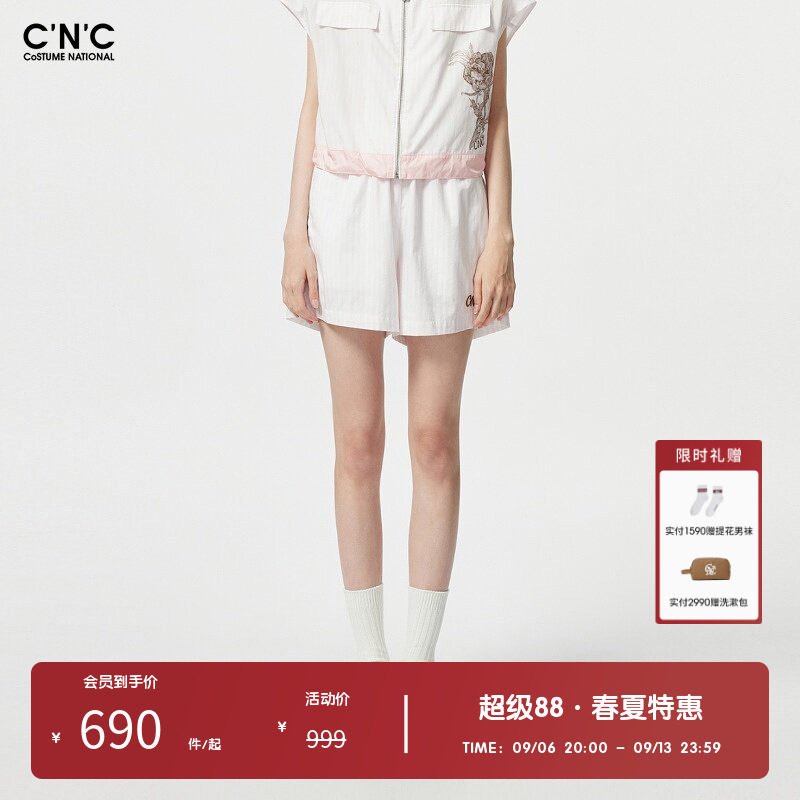 【100%棉】CNC女装奥莱夏季轻奢休闲宽松透气薄款休闲短裤女